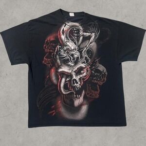 Y2K Grunge Skull Dragon Graphic Tee